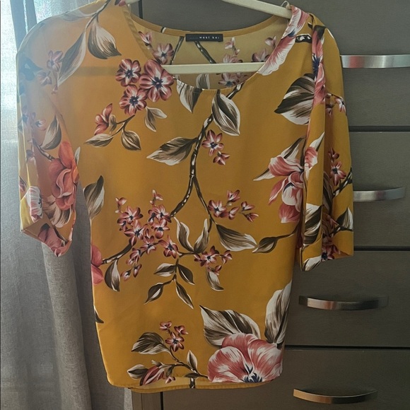 Nine West Mustard Floral Blouse - Picture 1 of 4